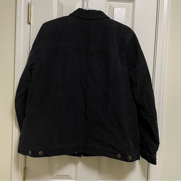 Denim & Co Black corduroy  Trucker Jacket 100% Cotton XL - Picture 2 of 7